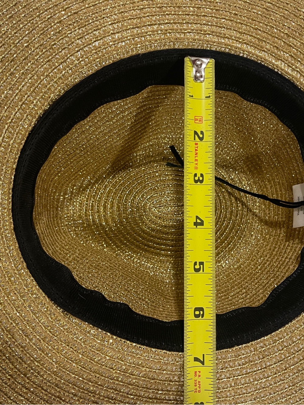Straw Wide-Brim Fedora Hat with Black Band - Tan - Picture 9 of 9